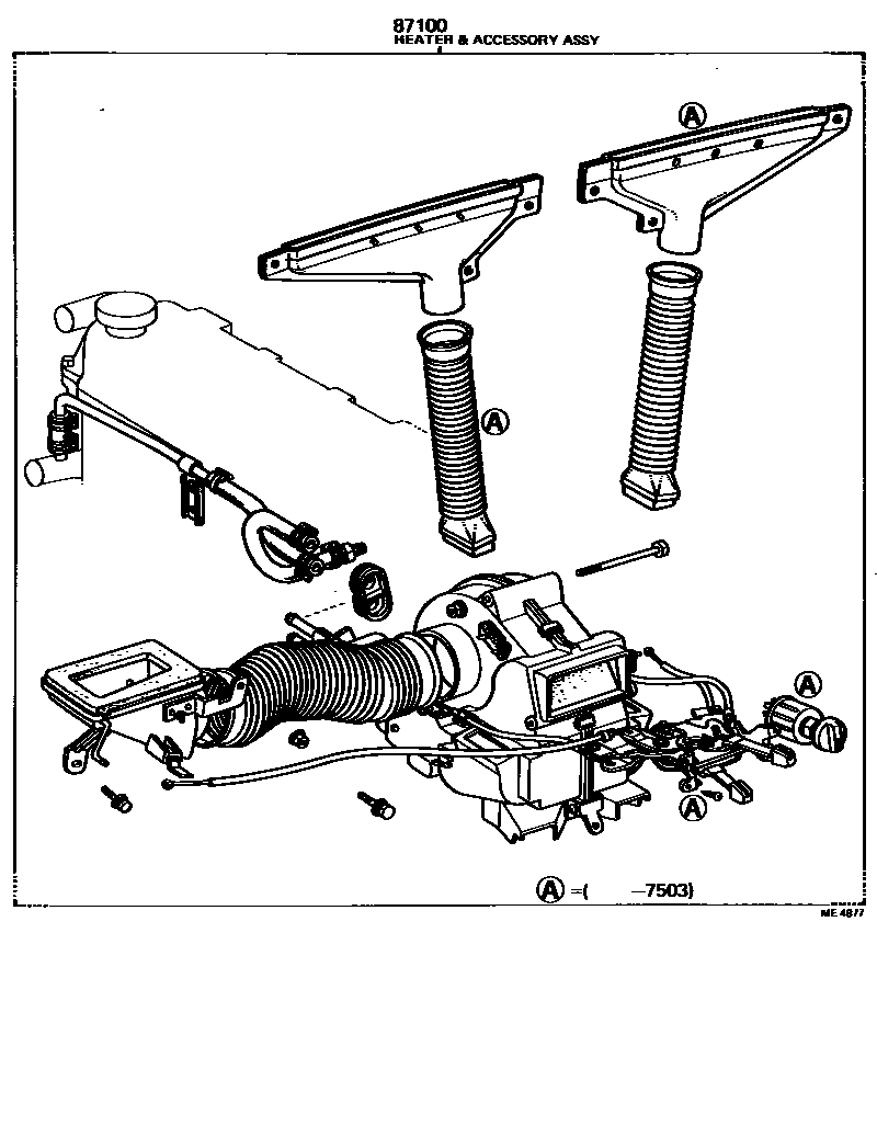Toyota COROLLA 暖风和空调系统 - 组件 EPC diagram — ME4877
