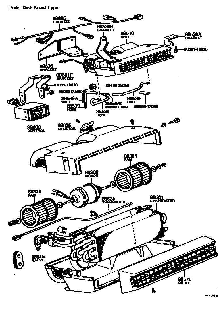 Toyota COROLLA 暖风和空调系统 - 冷却器组件 EPC diagram — ME4905B