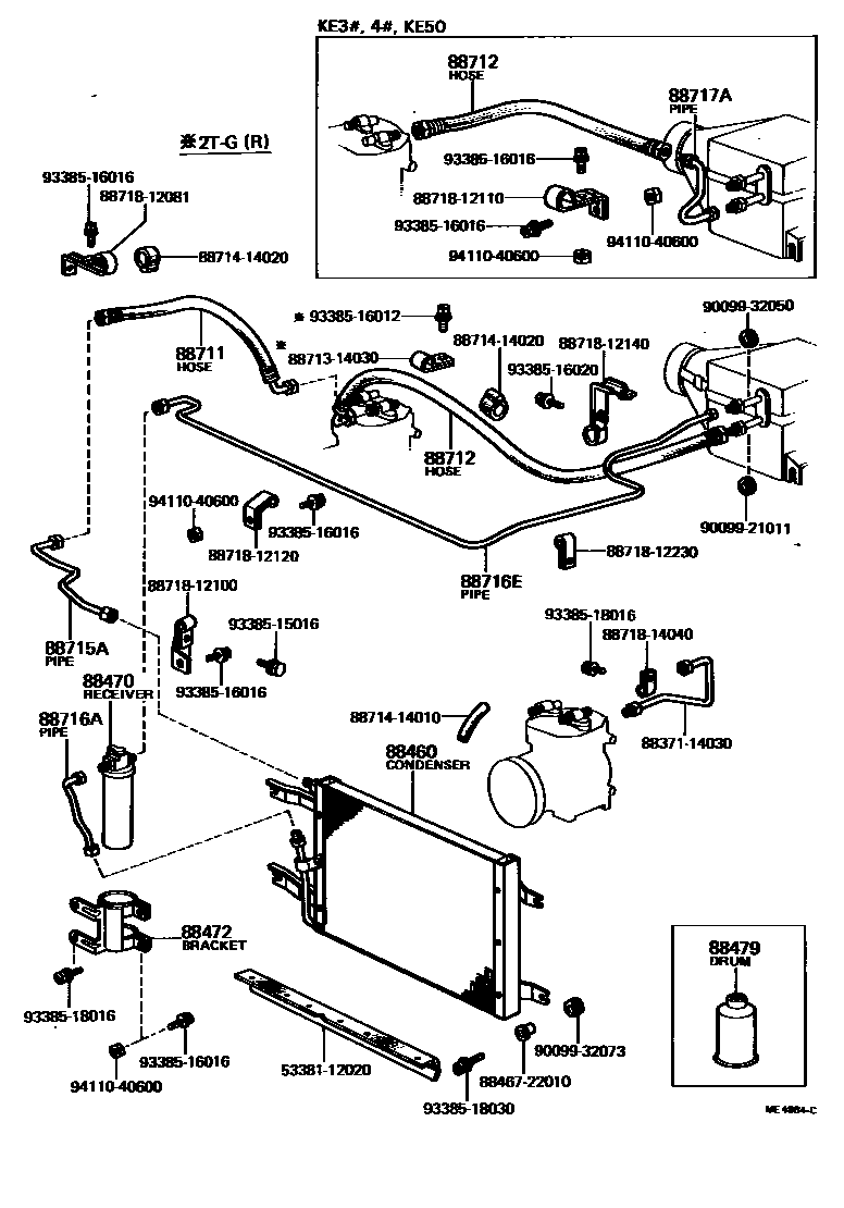 Toyota COROLLA Heating & Air Conditioning - Cooler Piping EPC diagram — ME4884C
