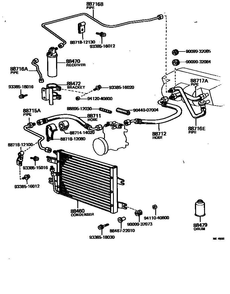 Toyota COROLLA Heating & Air Conditioning - Cooler Piping EPC diagram — ME4909