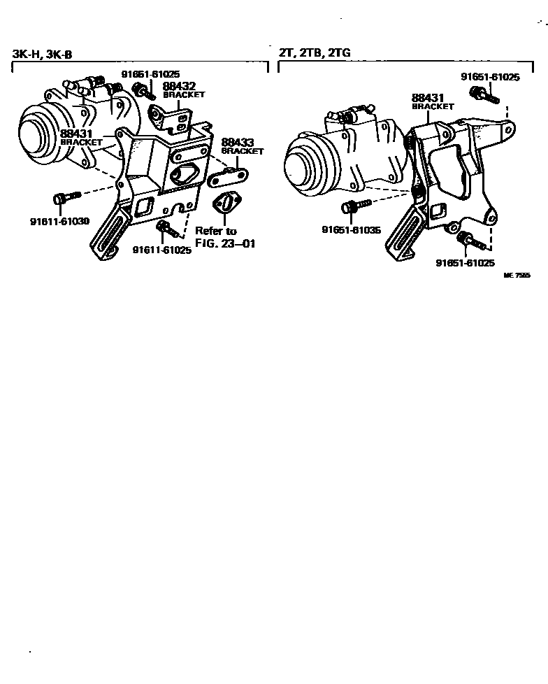 Toyota COROLLA Heating & Air Conditioning - Compressor EPC diagram — ME7555