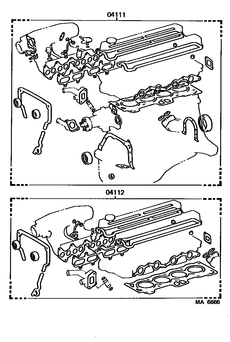 Toyota COROLLA Engine Overhaul Gasket Kit EPC diagram — MA6666