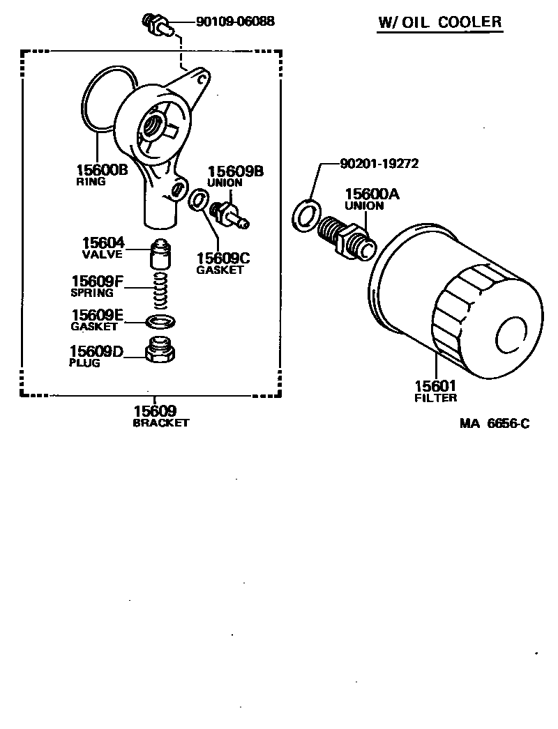Toyota COROLLA Oil Filter EPC diagram — MA6656C