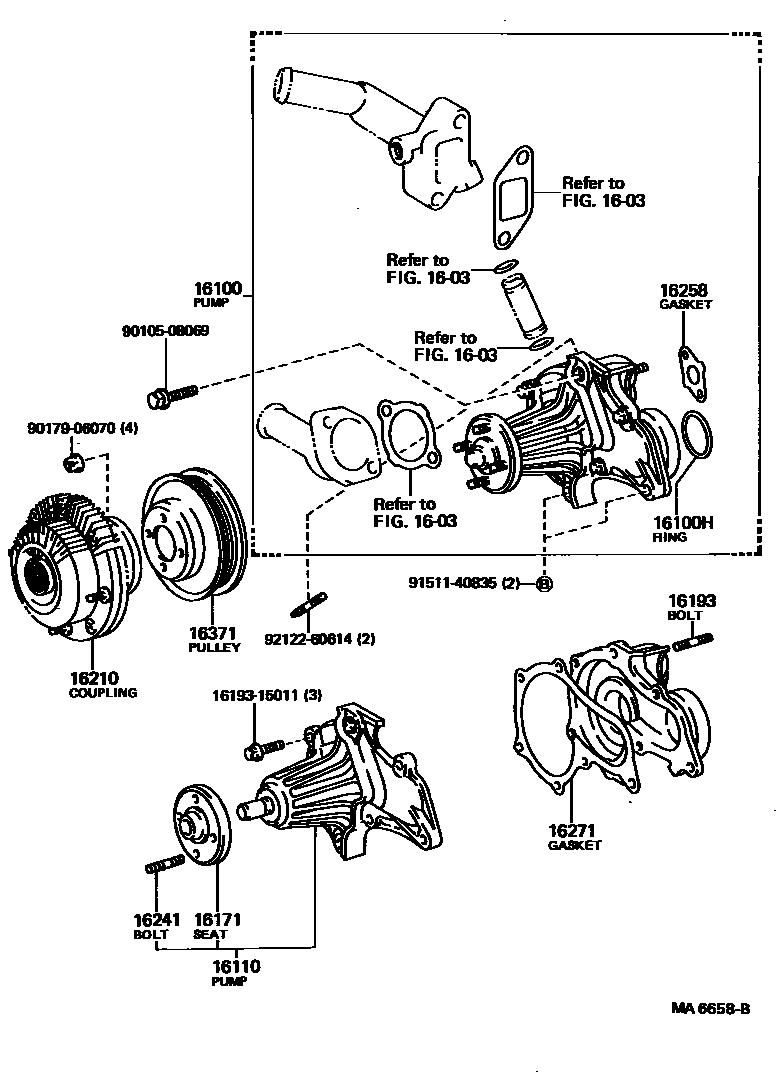 Toyota COROLLA Water Pump EPC diagram — MA6658B