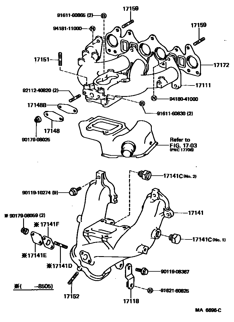 Toyota COROLLA Manifold EPC diagram — MA6696C