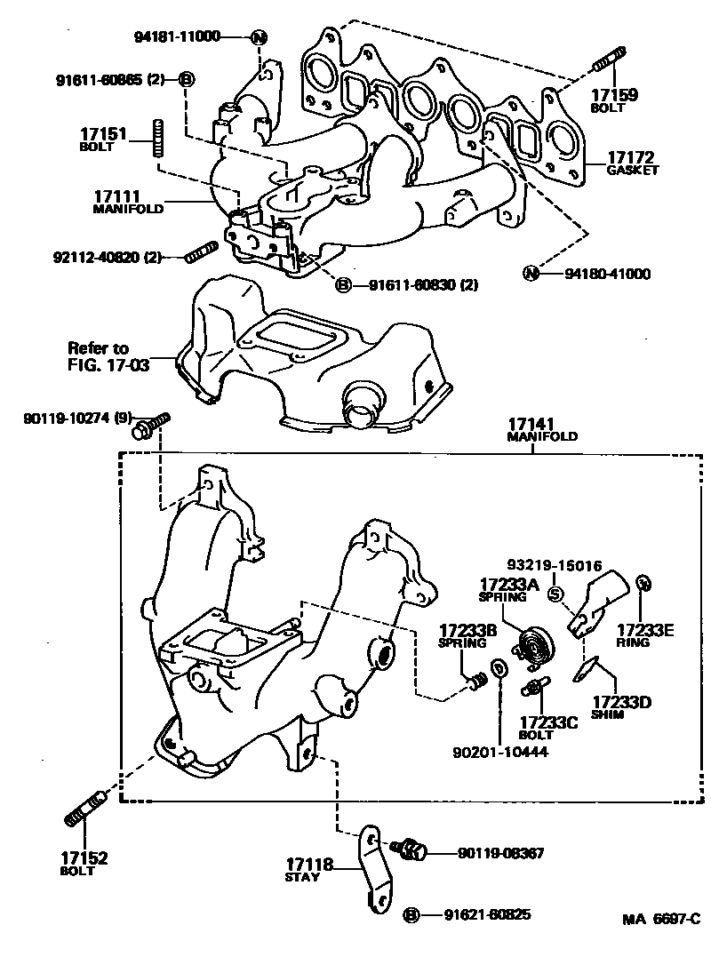 Toyota COROLLA Manifold EPC diagram — MA6697C