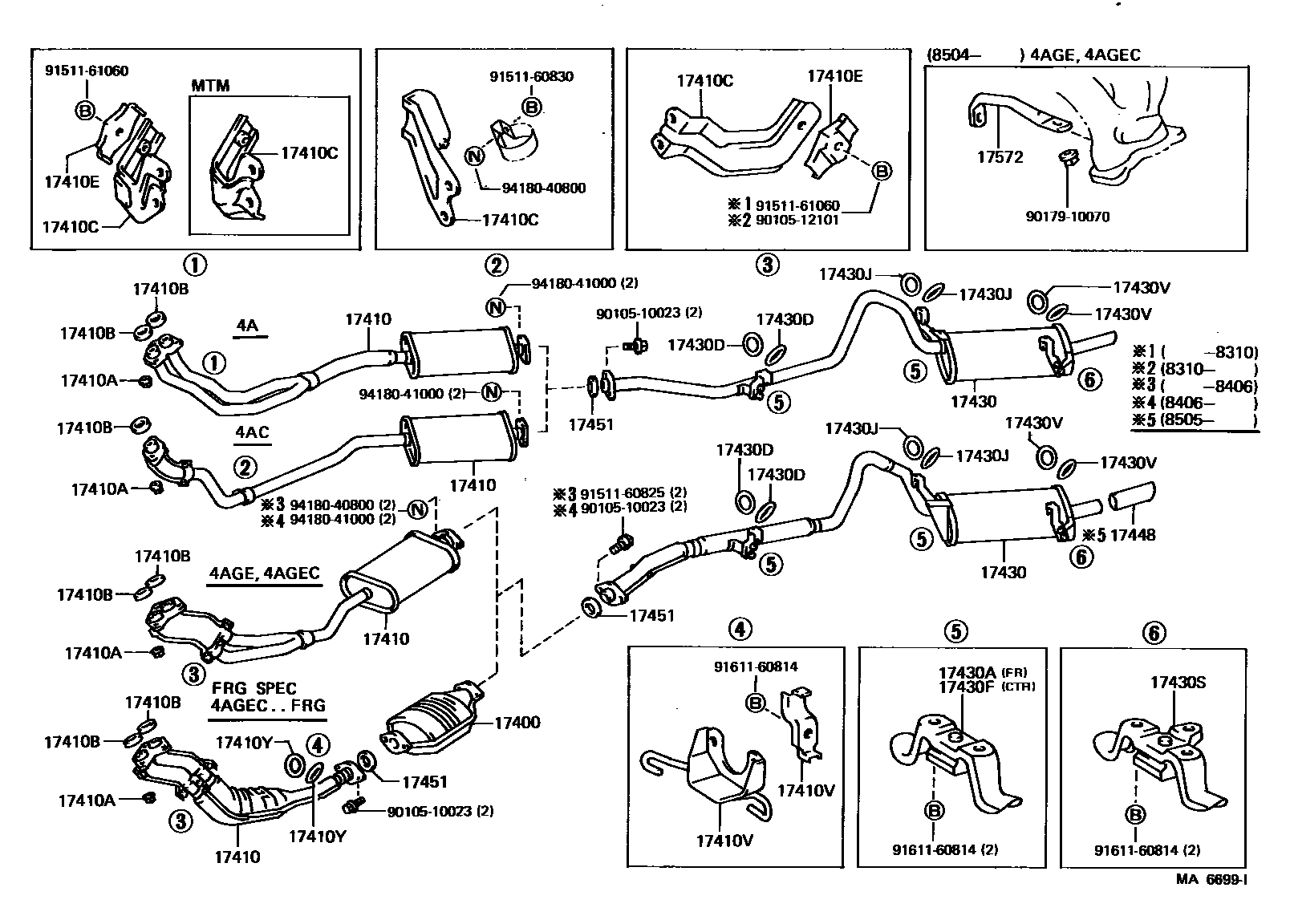 Toyota COROLLA Exhaust Pipe EPC diagram — MA6699I