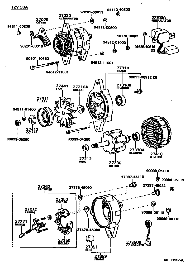 Toyota COROLLA Alternator EPC diagram — MED117A