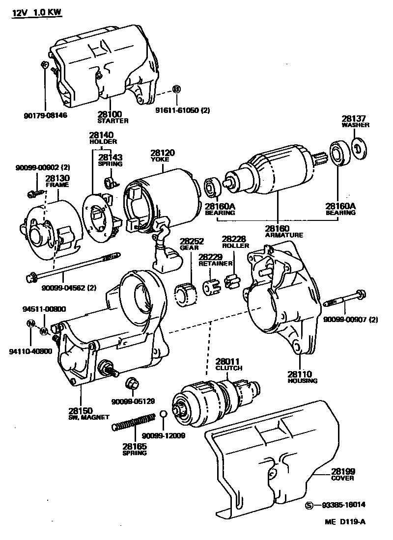 Toyota COROLLA 起动机 EPC diagram — MED119A