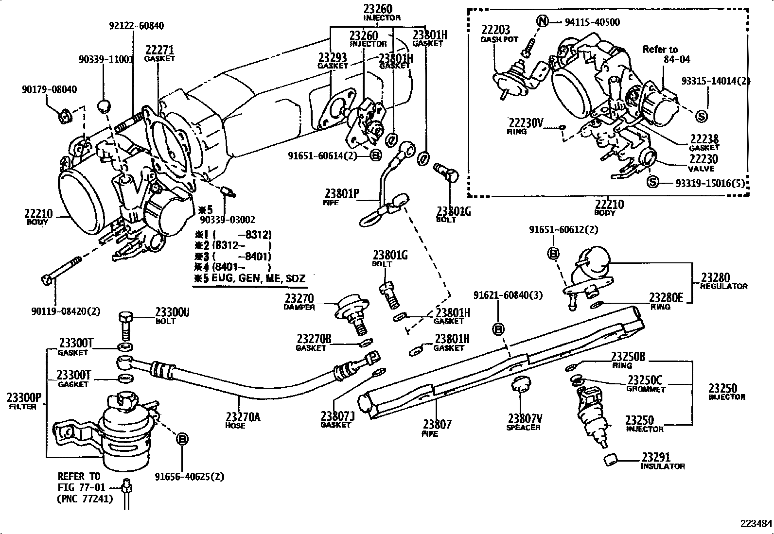 Toyota COROLLA 燃油喷射系统 EPC diagram — 223484