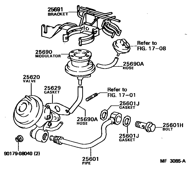 Toyota COROLLA 废气再循环系统 EPC diagram — MF3085A