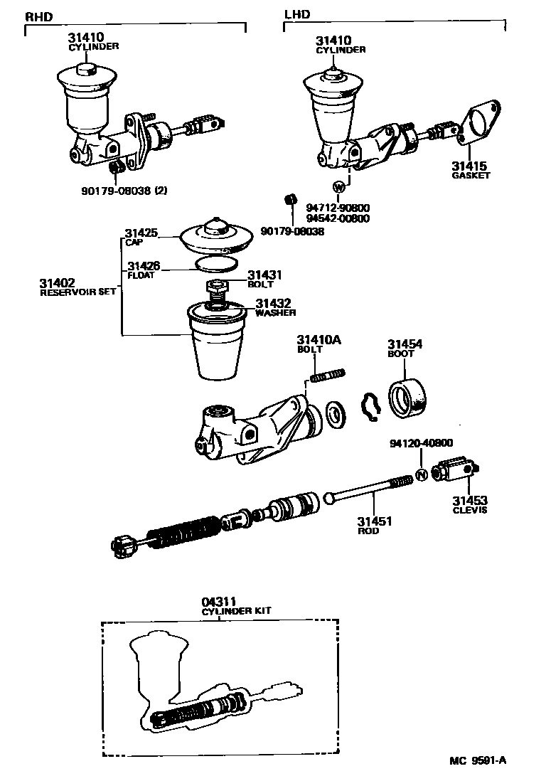 Toyota COROLLA 离合器总泵 EPC diagram — MC9591A