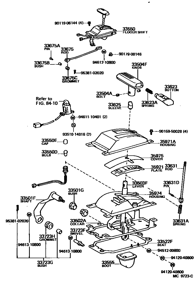 Toyota COROLLA Shift Lever & Retainer EPC diagram — MC9723C
