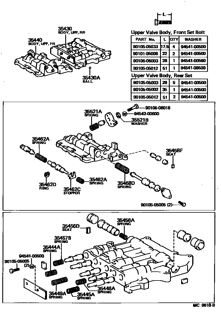 Toyota COROLLA 阀体和滤油网(ATM) EPC diagram — MC9618B