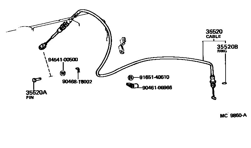 Toyota COROLLA 节气阀连杆和阀杆(ATM) EPC diagram — MC9860A
