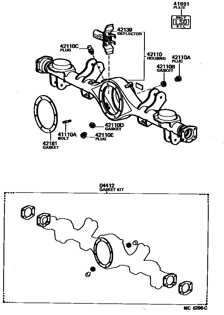 Toyota COROLLA 后桥壳和差速器 EPC diagram — MC6296C