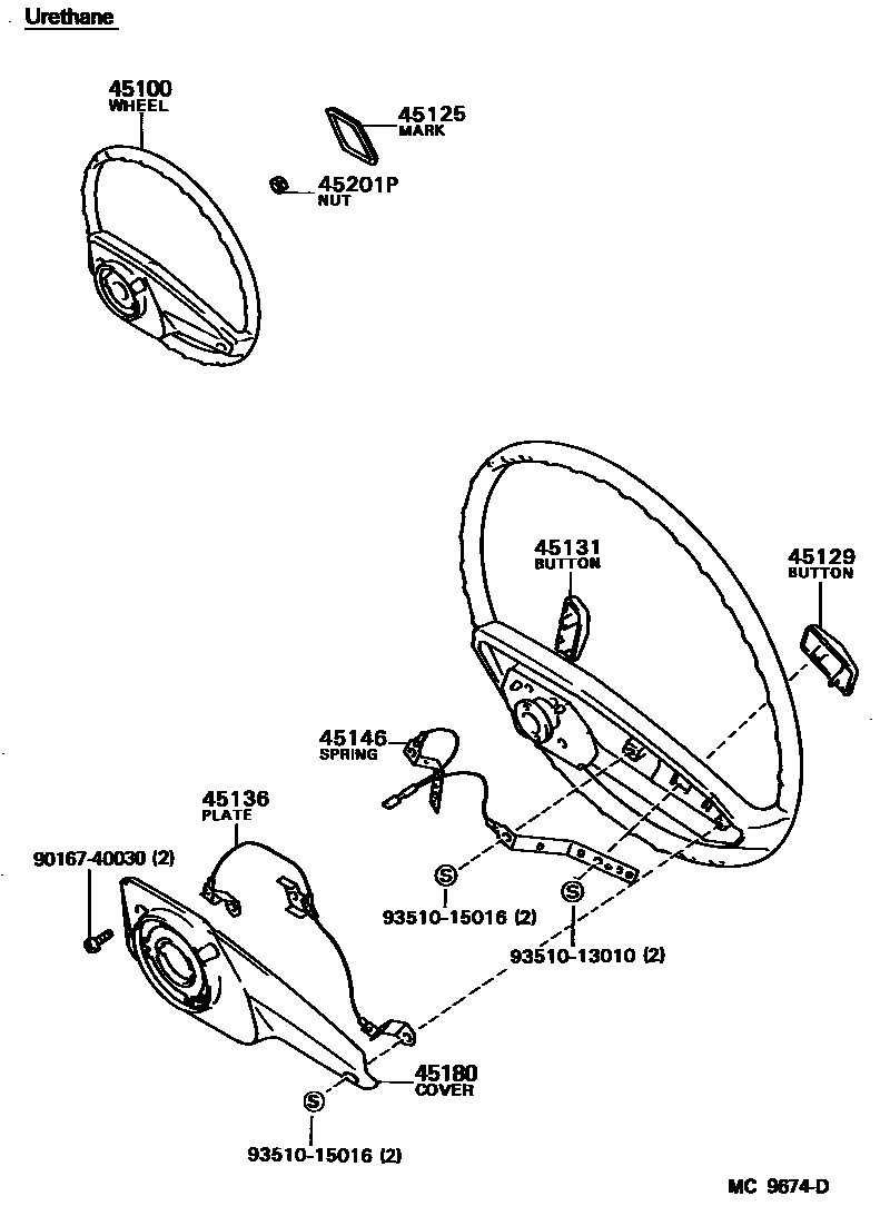 Toyota COROLLA Steering Wheel EPC diagram — MC9674D