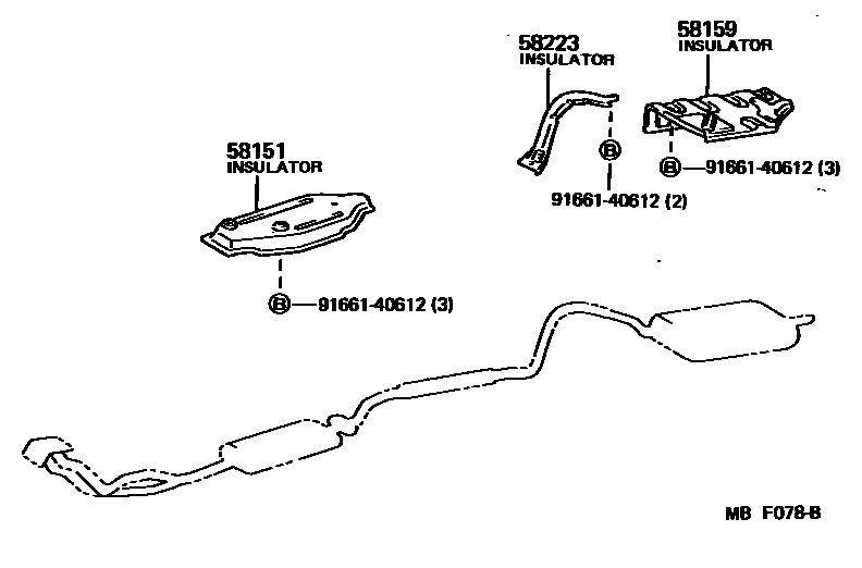 Toyota COROLLA 地板隔热垫 EPC diagram — MBF078B