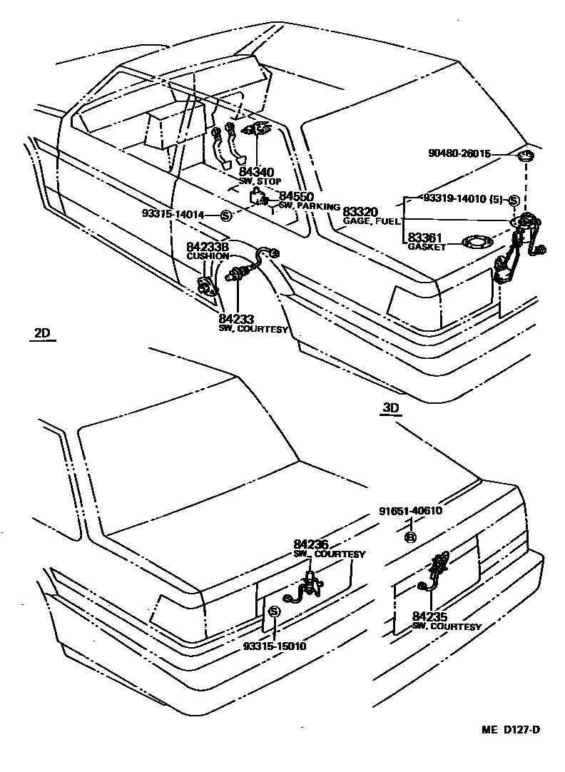 Toyota COROLLA 开关和继电器和ECU EPC diagram — MED127D