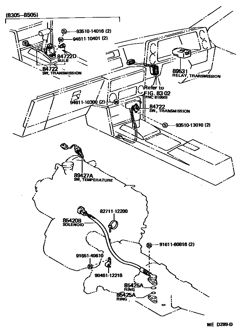 Toyota COROLLA 超速档和电子控制变速器 EPC diagram — MED289D