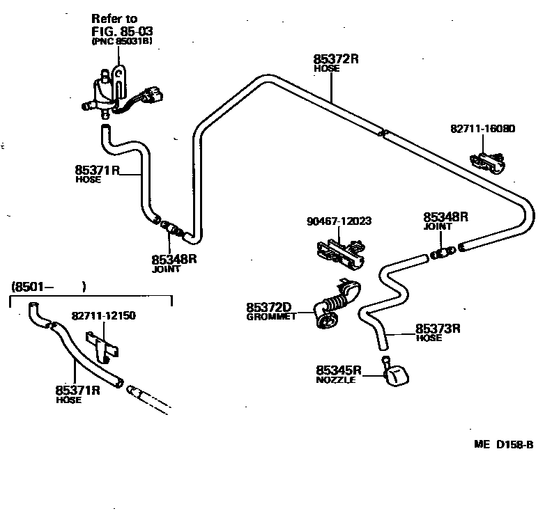 Toyota COROLLA 后清洗器 EPC diagram — MED158B