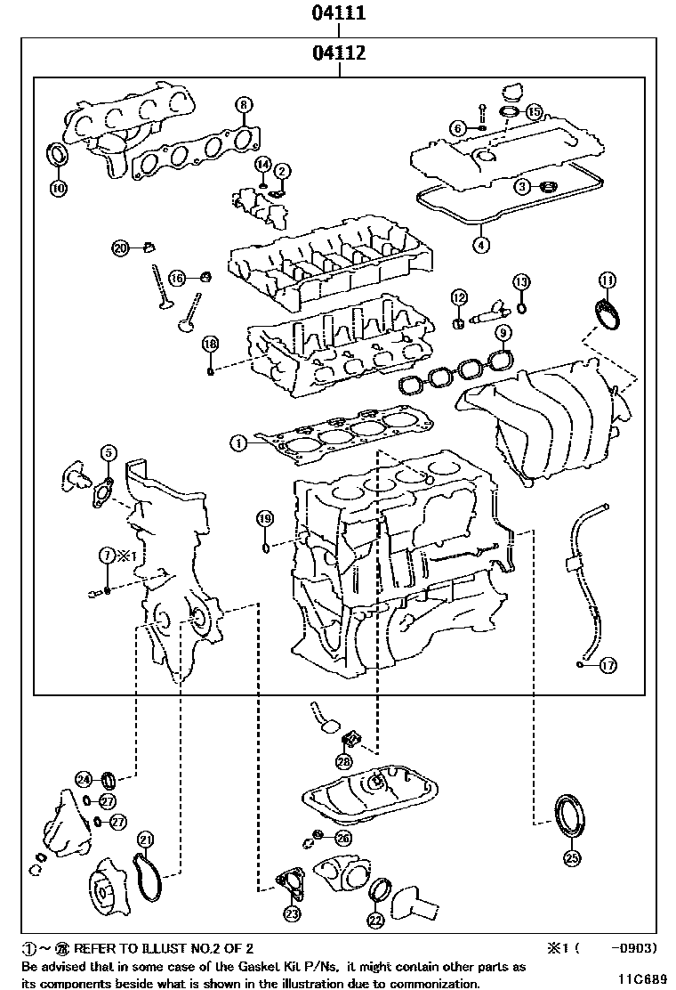 Toyota COROLLA Engine Overhaul Gasket Kit EPC diagram — 11C689
