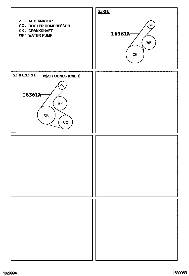 Toyota COROLLA V-Belt EPC diagram — 163096B