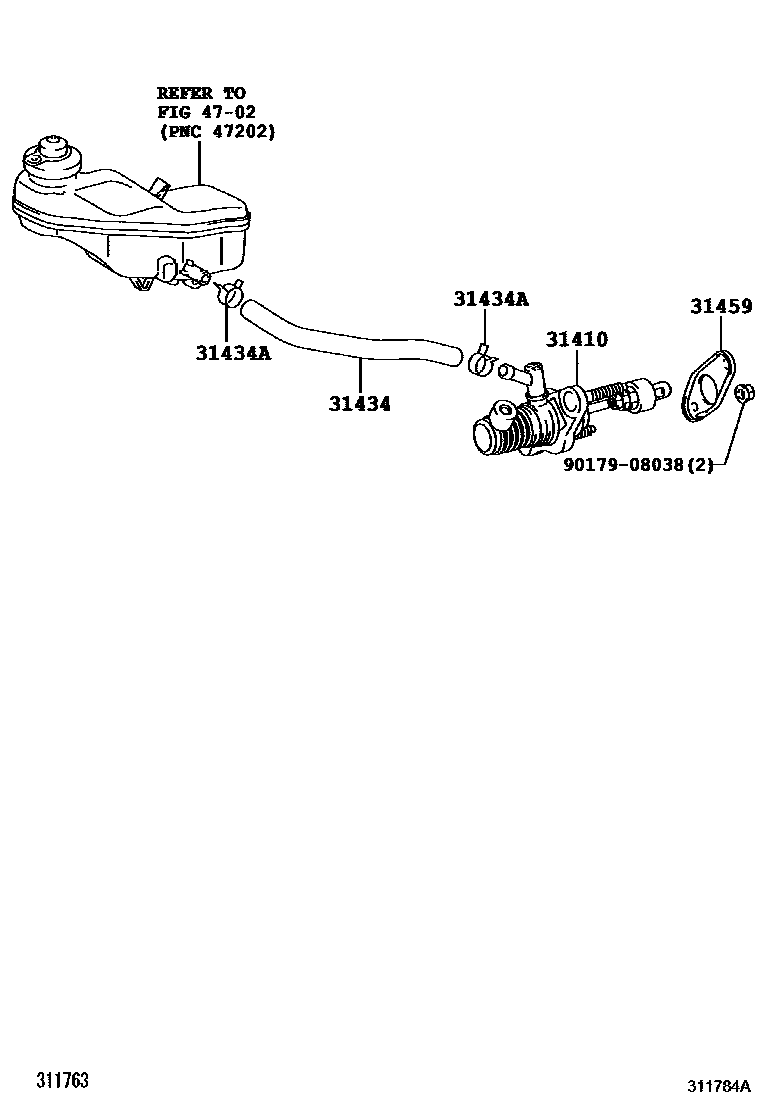 Toyota COROLLA 离合器总泵 EPC diagram — 311784A