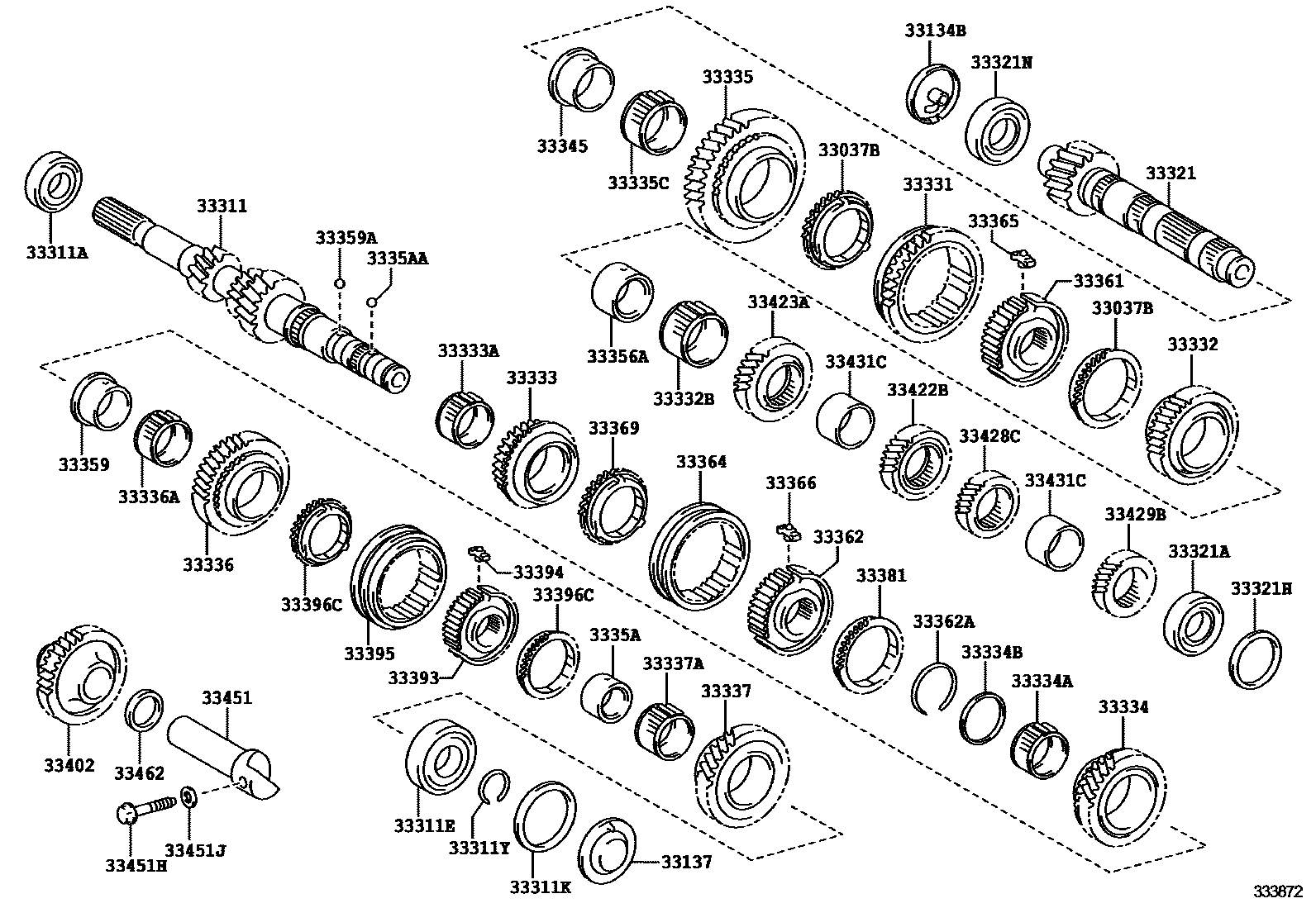 Toyota COROLLA 变速器齿轮(MTM) EPC diagram — 333872