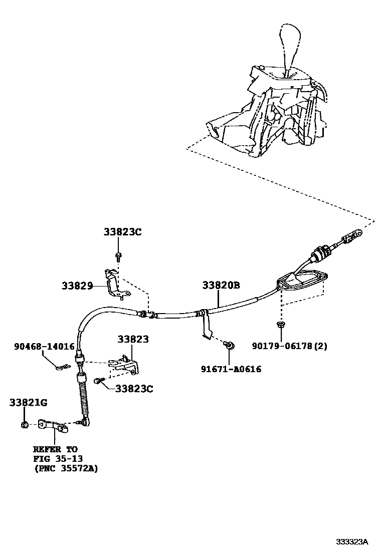 Toyota COROLLA Shift Lever & Retainer EPC diagram — 333323A