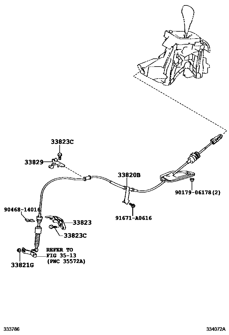 Toyota COROLLA Shift Lever & Retainer EPC diagram — 334072A