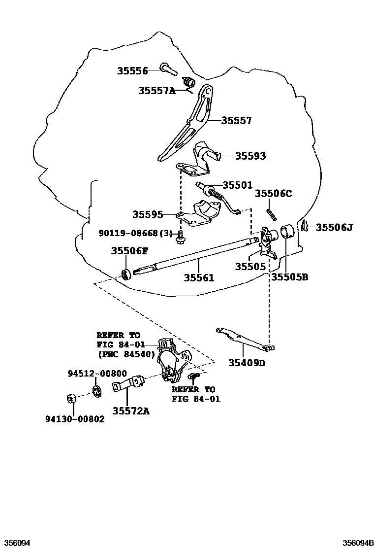 Toyota COROLLA 节气阀连杆和阀杆(ATM) EPC diagram — 356094B