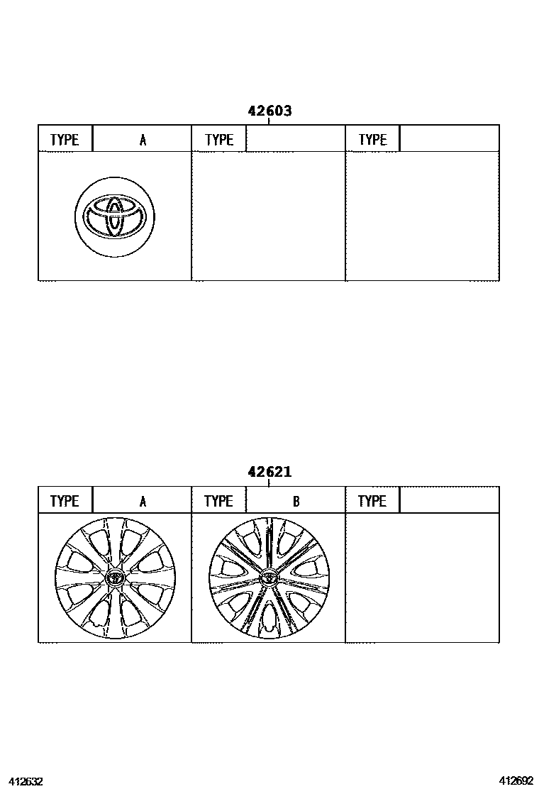 Toyota COROLLA 车轮和车轮盖 EPC diagram — 412692