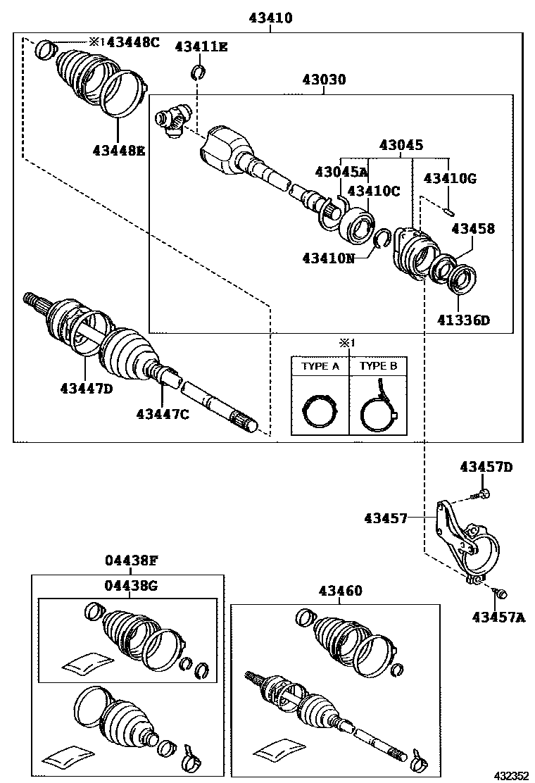 Toyota COROLLA Front Drive Shaft EPC diagram — 432352