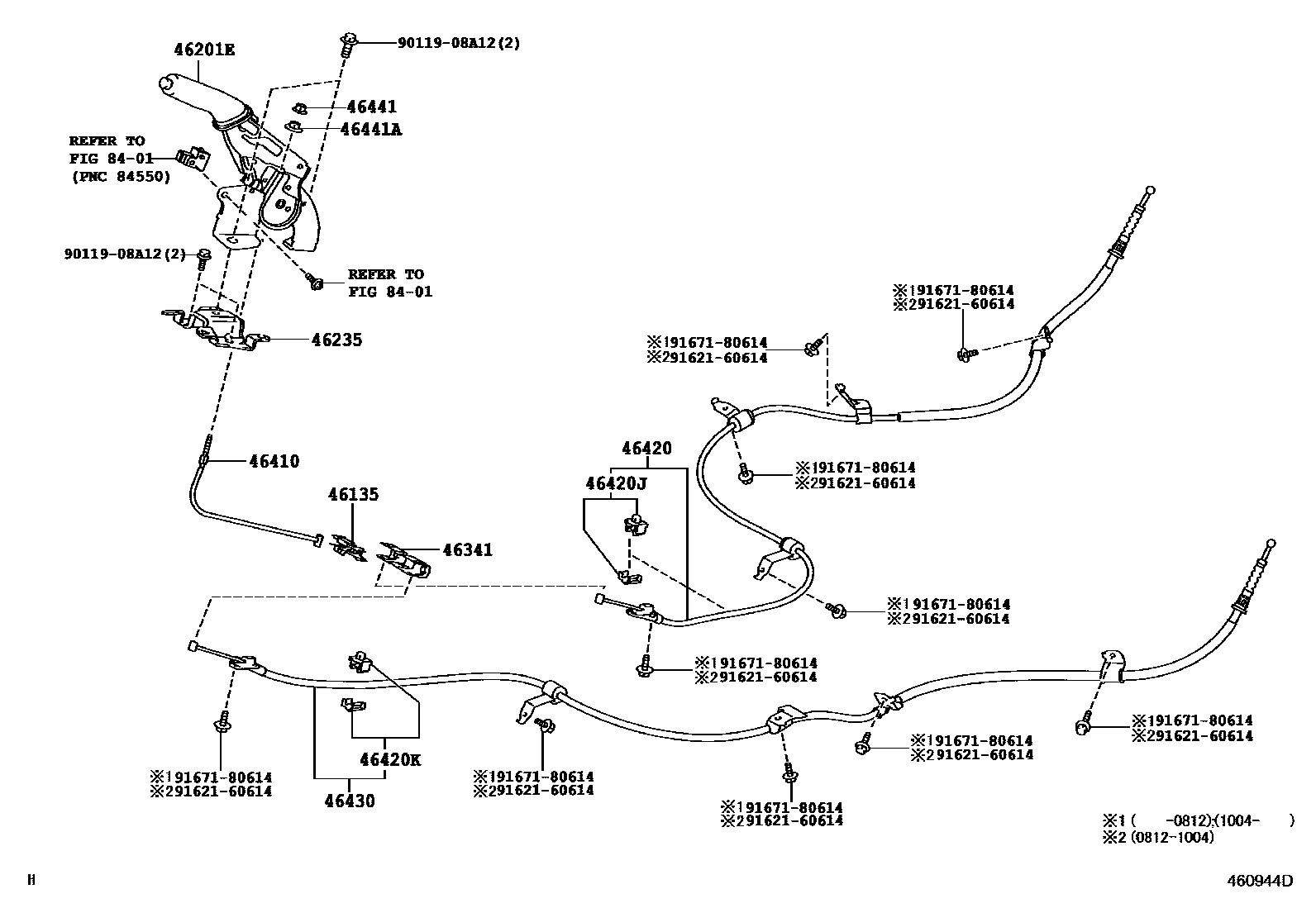 Toyota COROLLA Parking Brake & Cable EPC diagram — 460944D