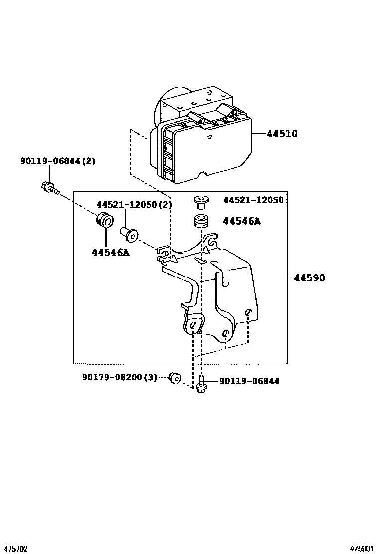 Toyota COROLLA 制动配管和卡箍 EPC diagram — 475901