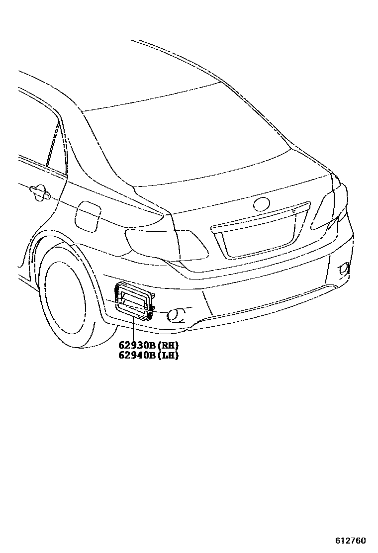 Toyota COROLLA 车侧通风装置 EPC diagram — 612760