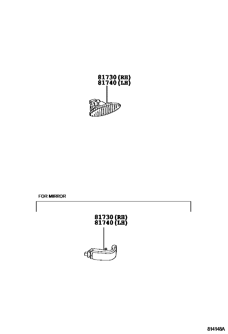 Toyota COROLLA Side Turn Signal & Outer Mirror Lamp EPC diagram — 814148A