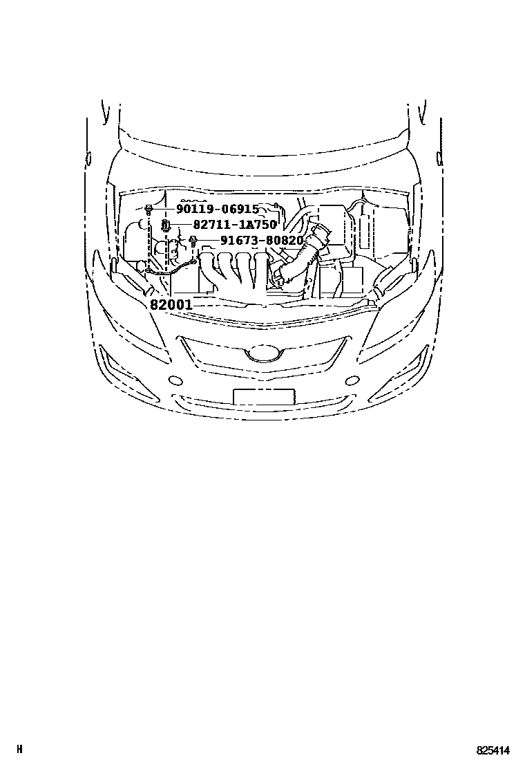 Toyota COROLLA 线束和卡夹 EPC diagram — 825414