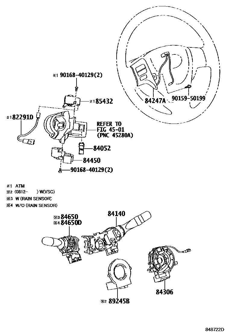 Toyota COROLLA 开关和继电器和ECU EPC diagram — 848722D