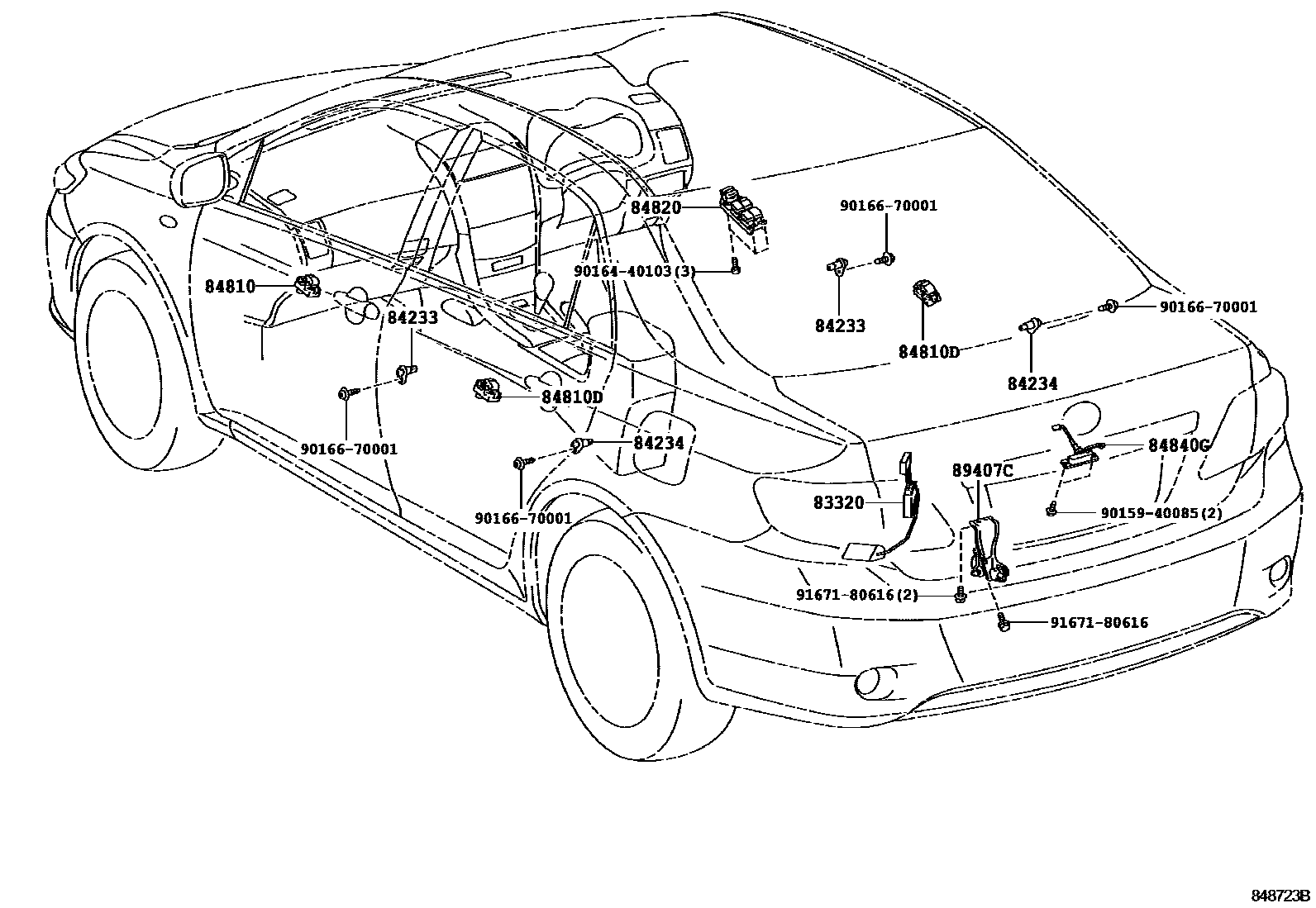 Toyota COROLLA 开关和继电器和ECU EPC diagram — 848723B