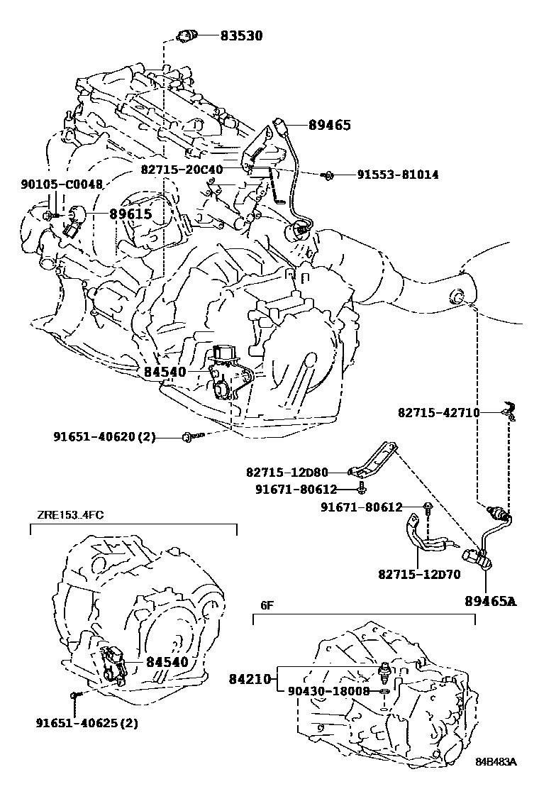 Toyota COROLLA 开关和继电器和ECU EPC diagram — 84B483A