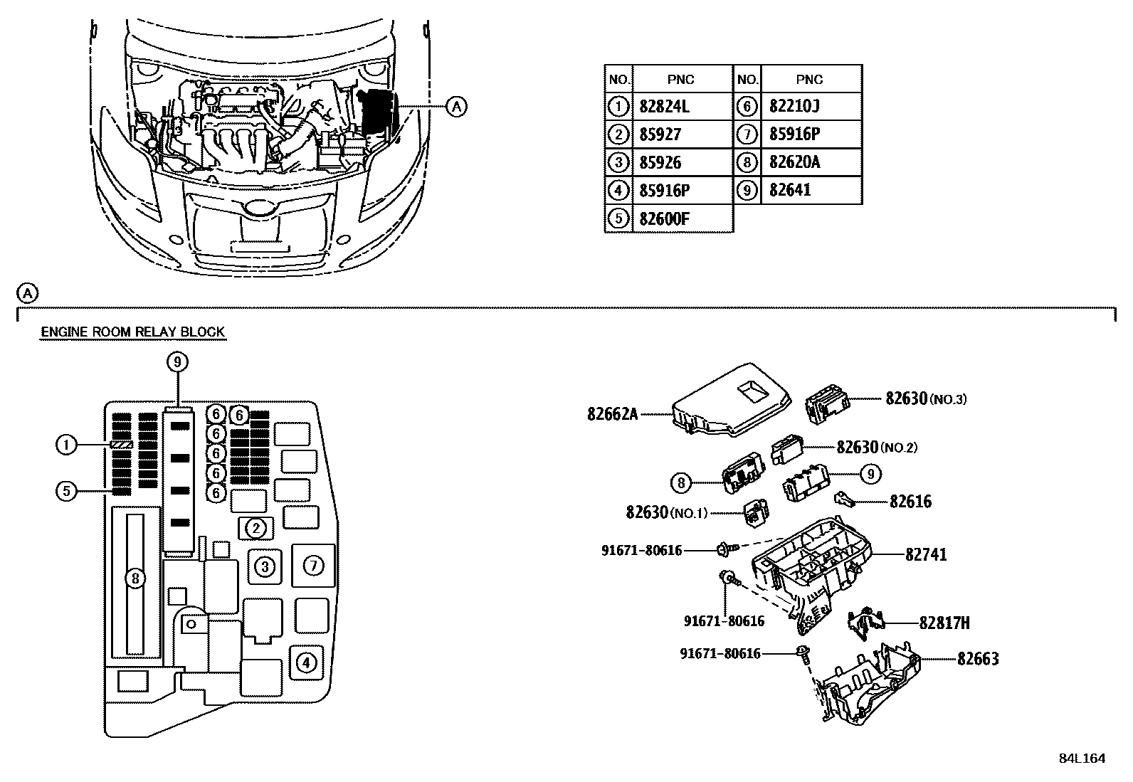 Toyota COROLLA 开关和继电器和ECU EPC diagram — 84L164
