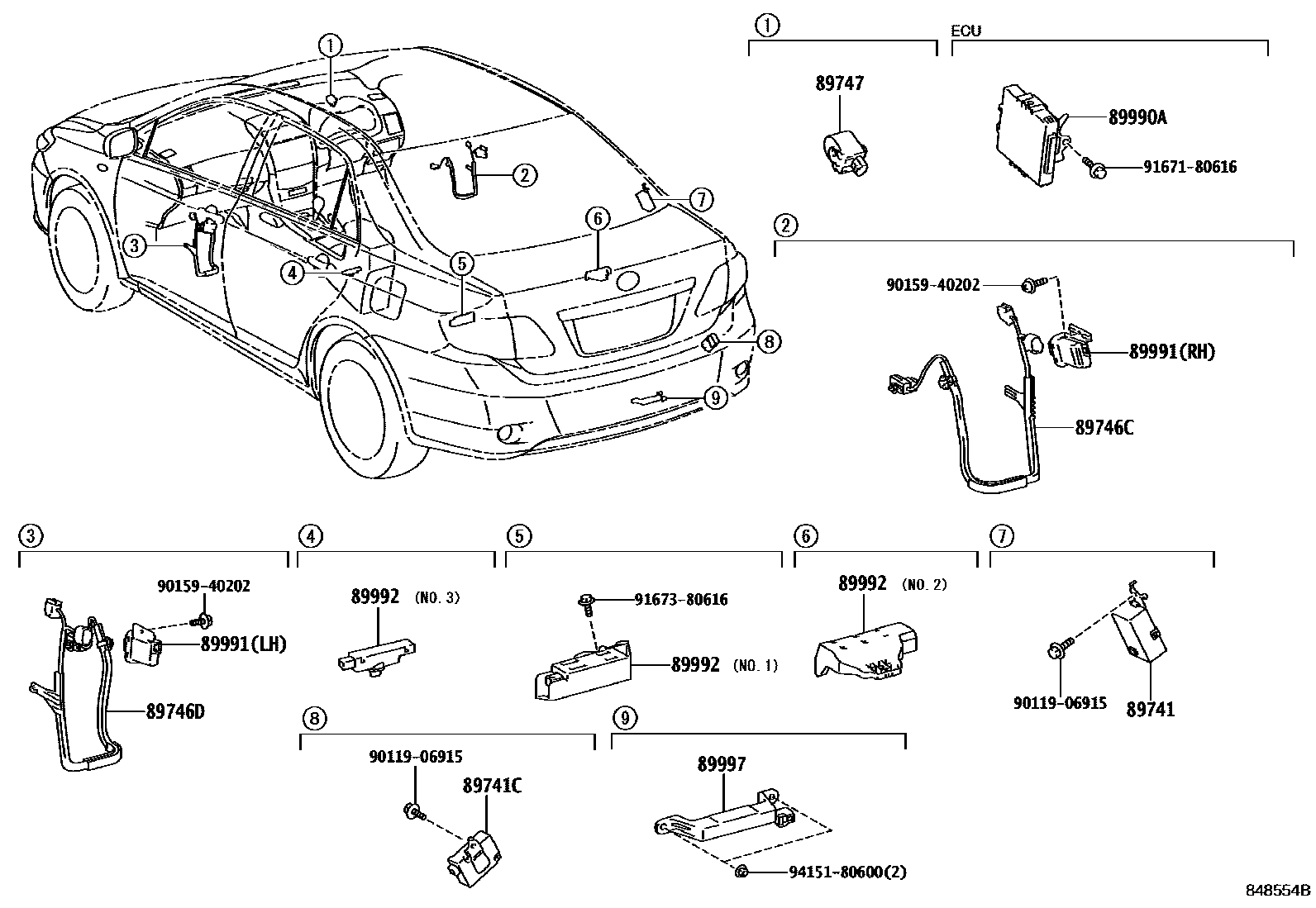 Toyota COROLLA 遥控门锁 EPC diagram — 848554B