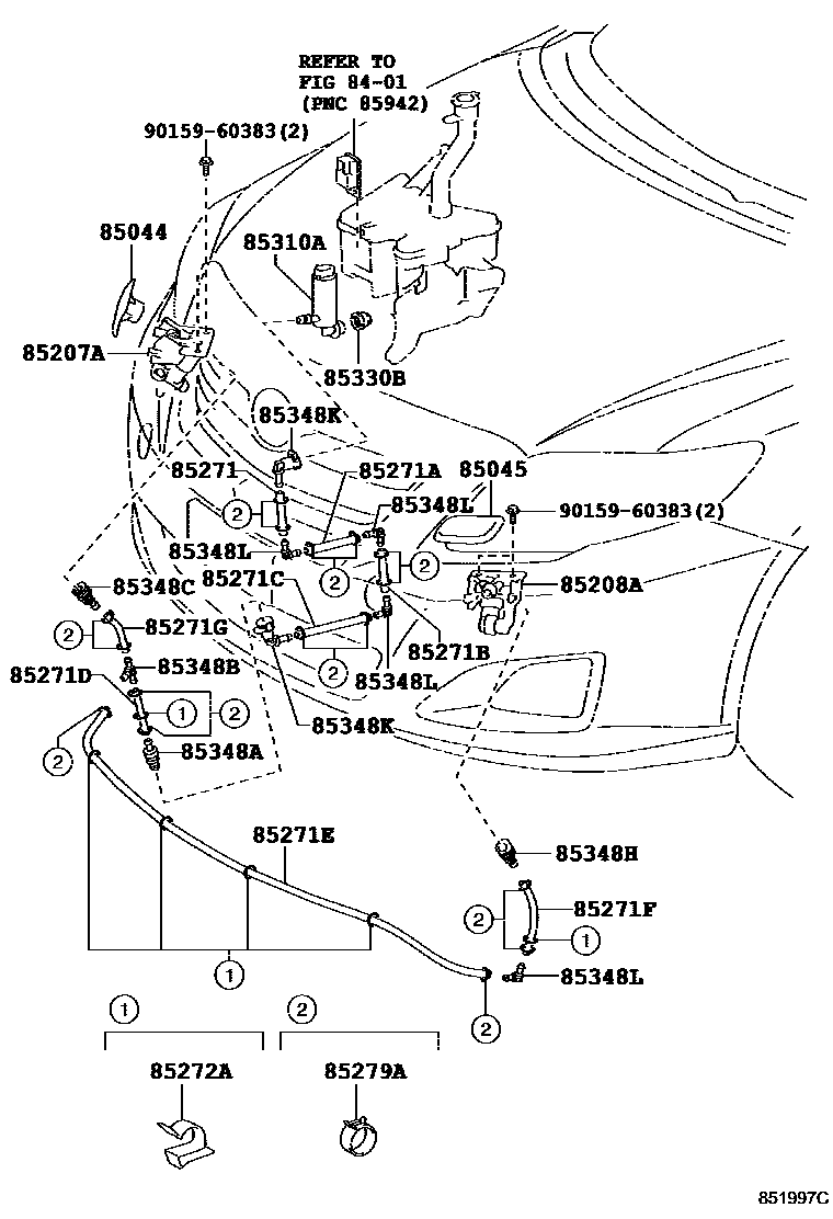 Toyota COROLLA 前大灯清洗器 EPC diagram — 851997C