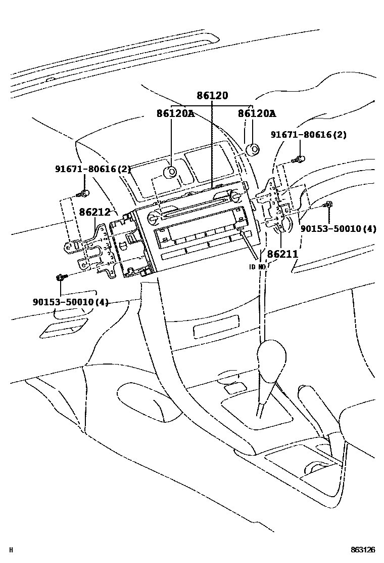 Toyota COROLLA 收音机、放大器和冷凝器 EPC diagram — 863126
