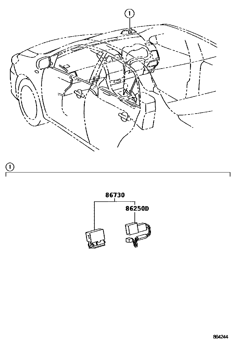 Toyota COROLLA 车载电话和呼救装置 EPC diagram — 864244
