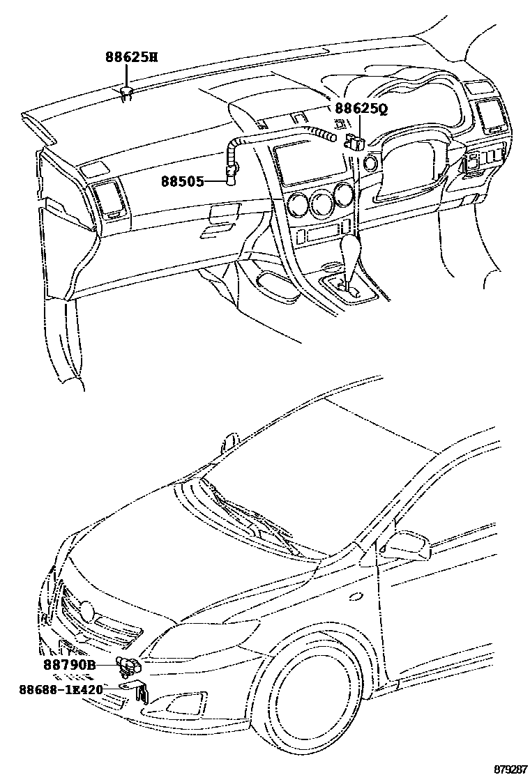 Toyota COROLLA 暖风和空调系统 - 控制器和风管 EPC diagram — 879287