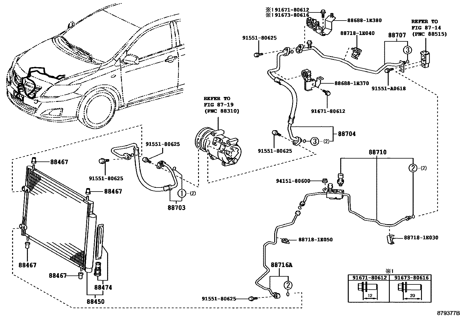 Toyota COROLLA Heating & Air Conditioning - Cooler Piping EPC diagram — 879377B