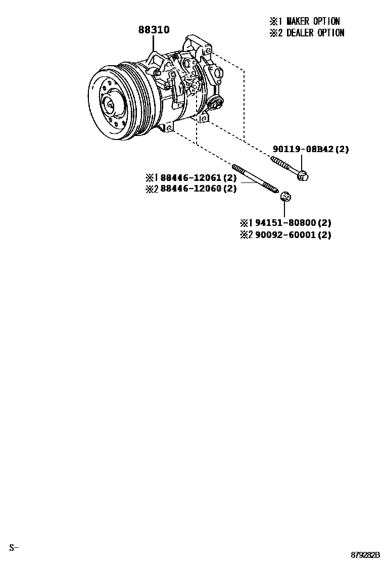 Toyota COROLLA Heating & Air Conditioning - Compressor EPC diagram — 879282B
